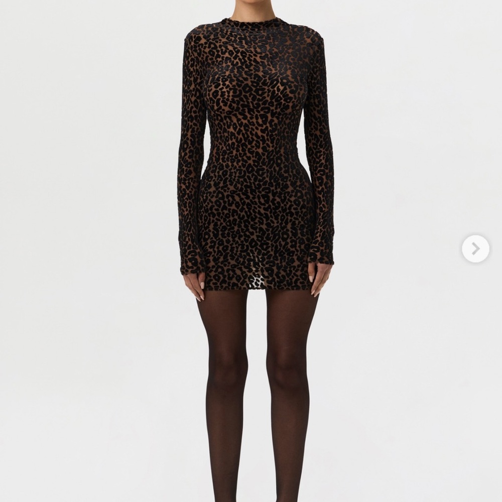 NEW WITH TAGS NAKED WARDROBE  Burnout Print Mini Dress Leopard Nude SIZE XL LP